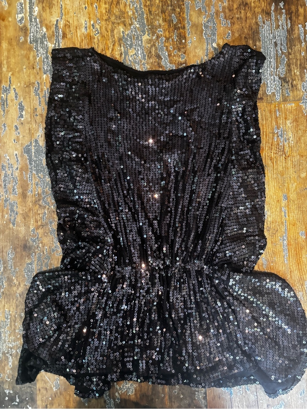 Black Sequin Sleeveless Peplum Festival Queen  Top
